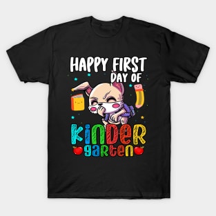 Happy First Day Of Kindergarten Rabbit Kids T-Shirt